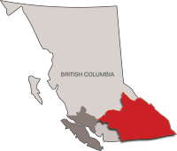 BC map showing Southeast District in red